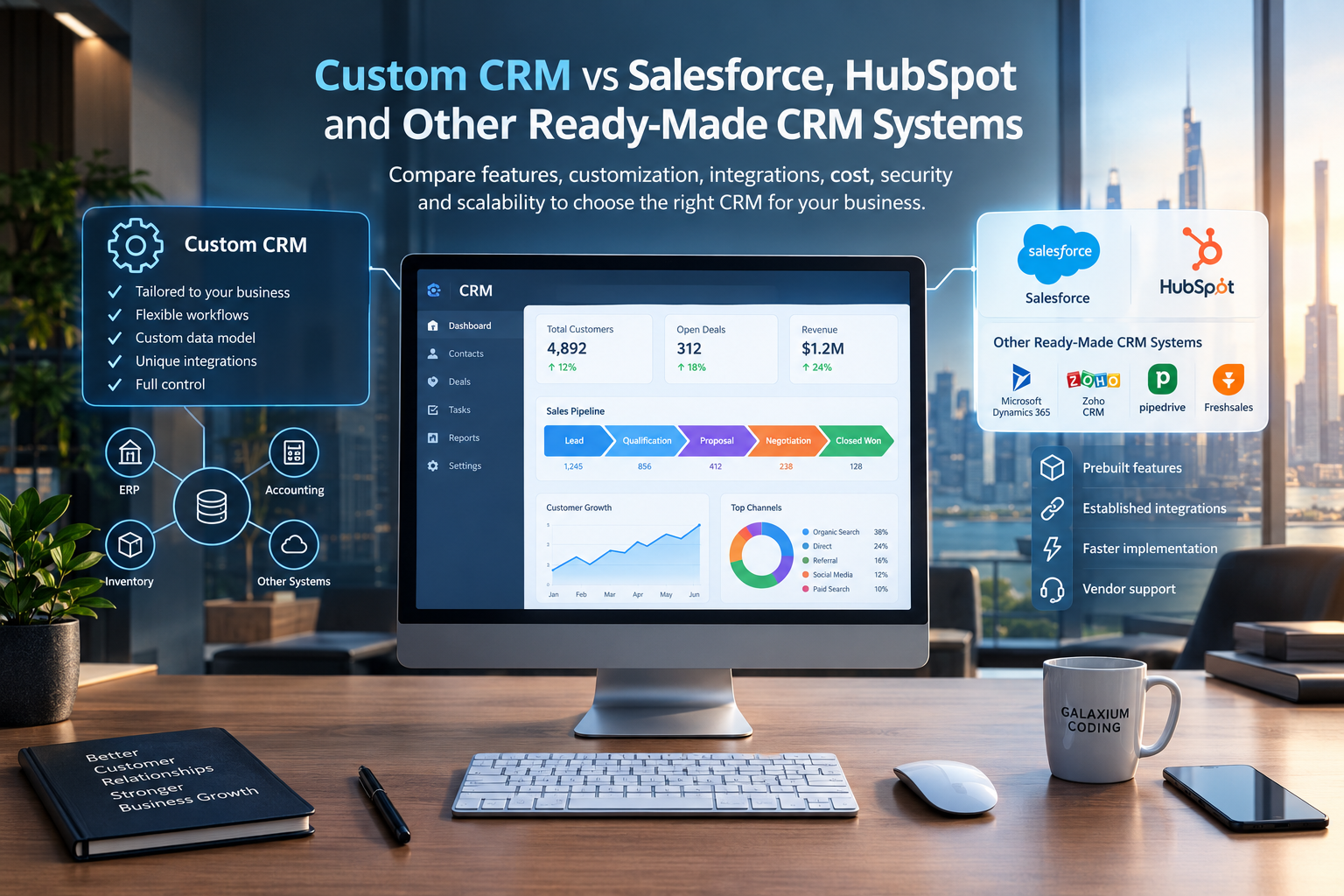 Custom CRM vs Salesforce, HubSpot and ready-made CRM systems comparison